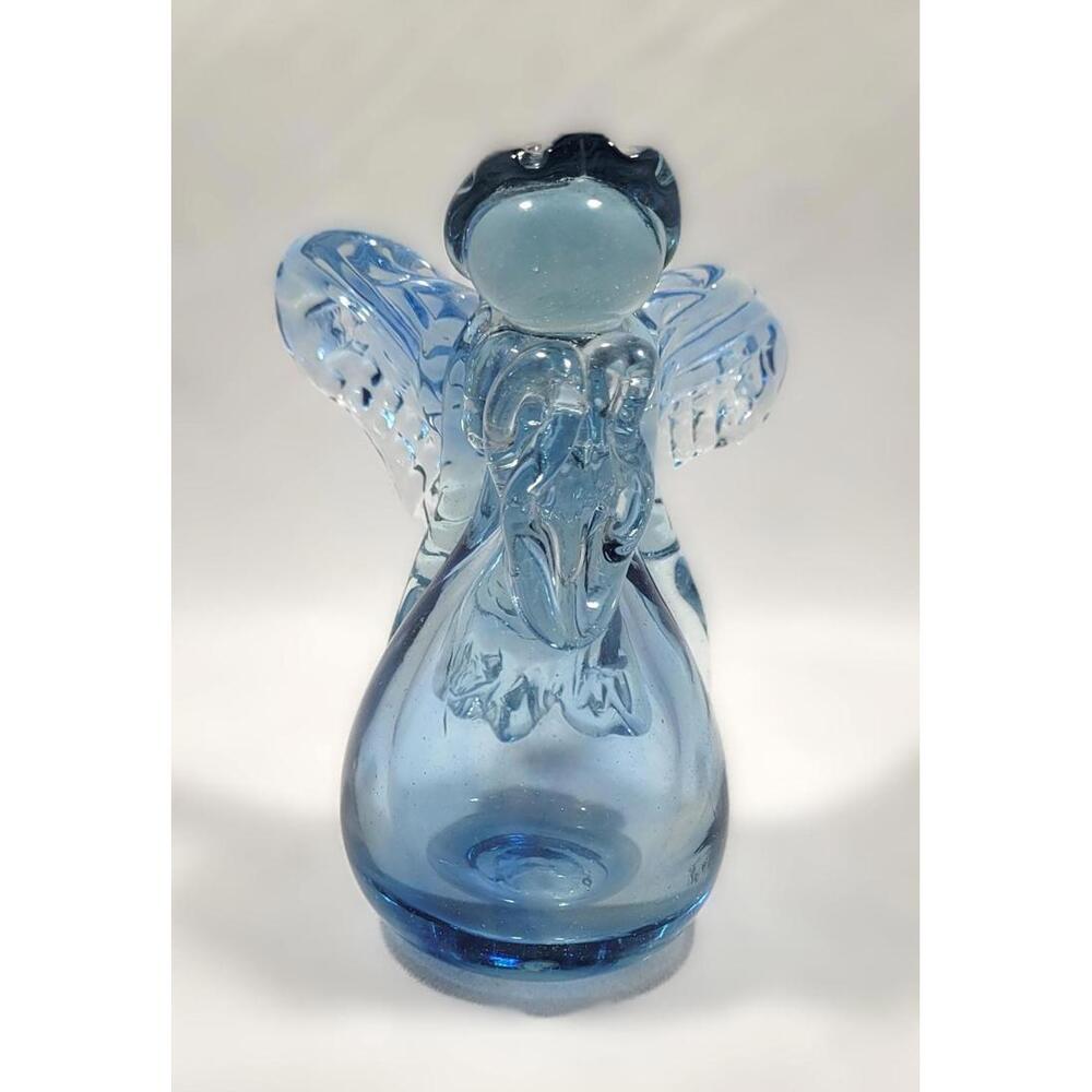 Copavic RL Guatemala Blue Glass Angel - Handcrafted Art Glass Figurine